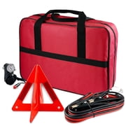 YIYITOOLS 90-Piece Car Emergency Kit, All-in-One Roadside Assistance Kit with Air Compressor, Jumper Cables