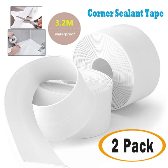 YIYOUZQT 2 Pack Caulk Strip PE Self Adhesive Caulk Strip Sealing Tape for Bathtub, Caulk Tape Caulking Sealing Tape for Kitchen Countertop, Bathroom, Toilet, Bathtub Floor Wall Edge, 1.5" x 11Ft