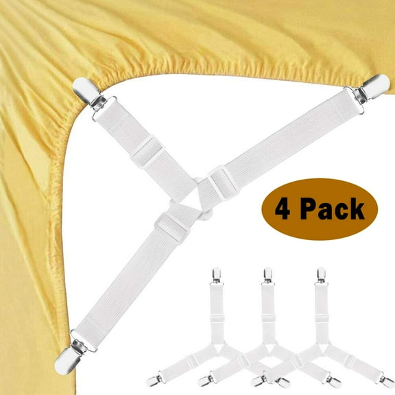 YIYOUZQT 4 Pack Bed Sheet Holder Straps Criss-Cross Sheets Stays Suspenders Keeping Fitted Or Flat Bedsheet in Place for Twin Queen King Mattress Holders Elastic Clips Grippers Fastener Garters Bands