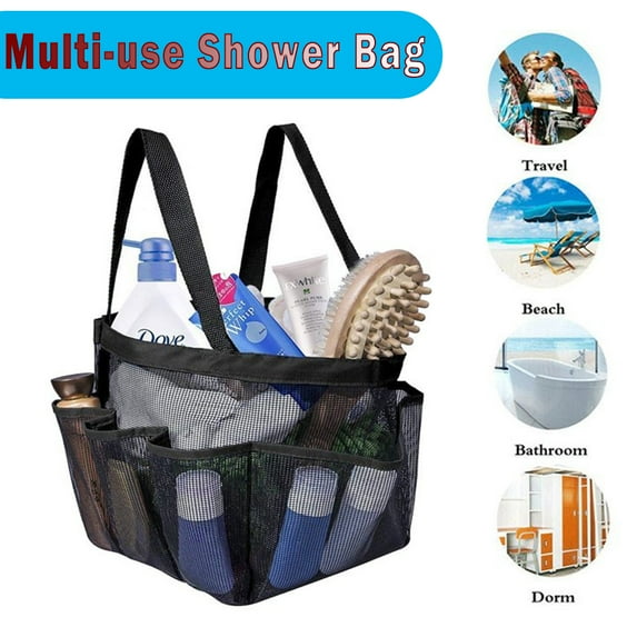 YIYOUZQT Mesh Shower Caddy Tote Bag 8 Pockets, Hanging Portable Toiletry Bag for Men and Women, College Dorm Essentials Quick Dry Bath Organizer for College Dorms, Gym, Camp