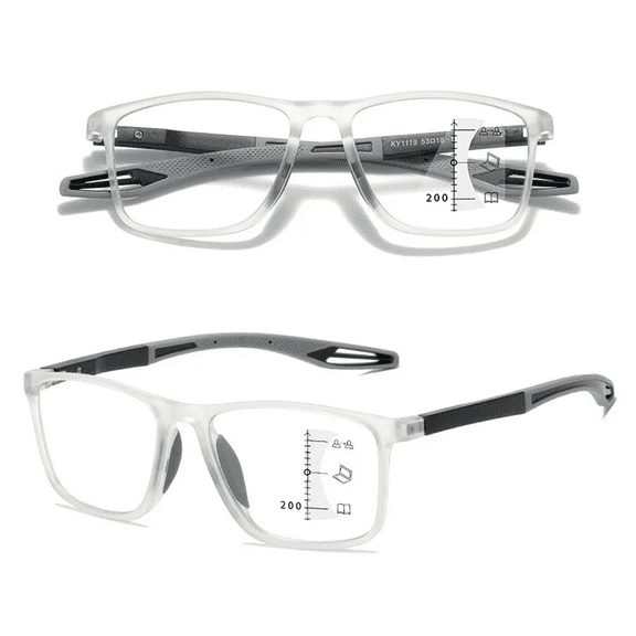 YIYOUZQT Multifocal Progressive Varifocal Reading Glass Blue Light Blocking, Fashion Rectangular Sports Readers for Women Men Lightweight & Comfortable Anti Glare +1.00 ~+4.00