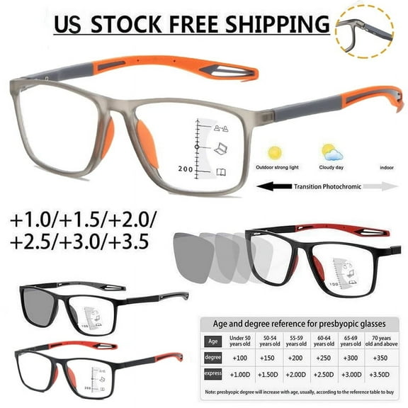 YIYOUZQT Multifocal Progressive Varifocal Reading Glass Blue Light Blocking, Fashion Rectangular Sports Readers for Women Men Lightweight & Comfortable Anti Glare +1.00 ~+4.00