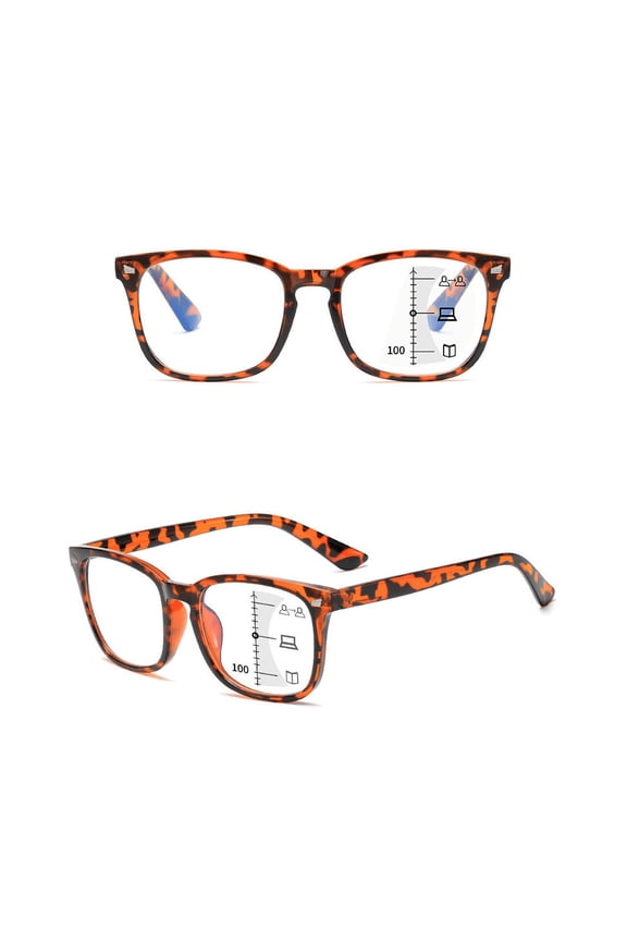 Progressive Multifocus Reading Glasses Blue Light Blocking Computer Readers for Women Men Rectangular Eyewear Lightweight Magnification Presbyopia Eyeglasses