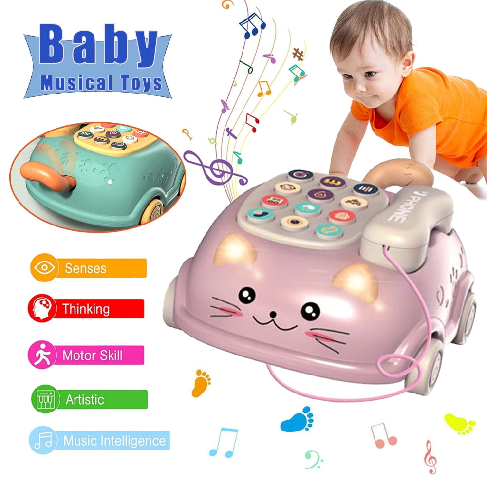 YIYOUZQT Push Pull Music Toy, Baby Musical Busy Learning Bus with Music