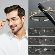 YIYOUZQT Rimless Bifocal Reading Glasses Blue Light Blocking, Fashion Rectangular Rimless Computer Readers for Women Men Lightweight & Comfortable Anti Glare