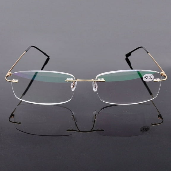 YIYOUZQT Rimless Computer Reading Glasses Blue Light Blocking, Fashion Rectangular Rimless Readers for Women Men Lightweight & Comfortable Anti Glare +1.00~+4.00
