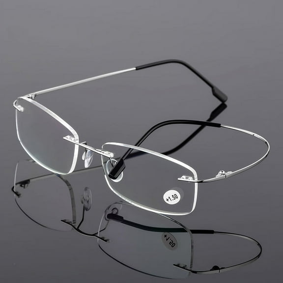 YIYOUZQT Rimless Computer Reading Glasses Blue Light Blocking, Fashion Rectangular Rimless Readers for Women Men Lightweight & Comfortable Anti Glare +1.00~+4.00
