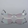 thumbnail image 1 of YIYOUZQT Rimless Reading Glasses Blue Light Blocking Computer Readers for Women Men Rectangular Eyewear Lightweight Magnification Presbyopia Eyeglasses +1.00~+4.00, 1 of 7