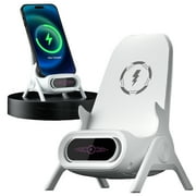 YIYUN Magnetic Wireless Charger & Desktop Stand   Fast Charging Dock for Android & iOS Phones and Tablets, Portable & Adjustable.