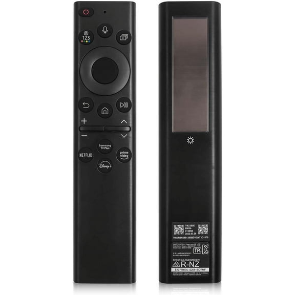 YIYUN Solar-Powered Voice Remote for Samsung Smart TVs Bluetooth Rechargeable Remote with 4 Shortcut Keys, Compatible with 20212022 Samsung Frame, Neo QLED & 4K UHD TVs (Black).