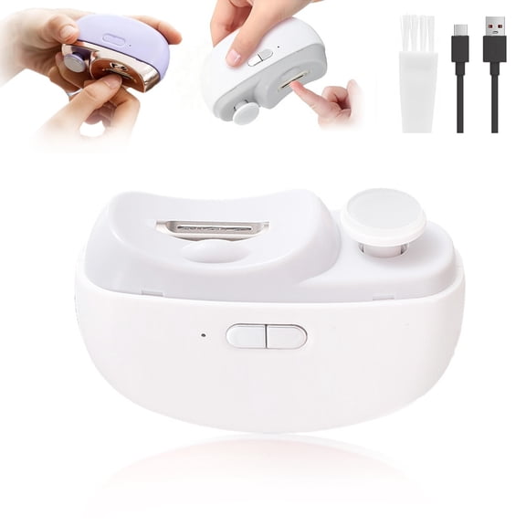YIZER 2 in 1 Electric Nail Clipper with Light and Scraps,2-Speed Smart Nail Clipper (White)