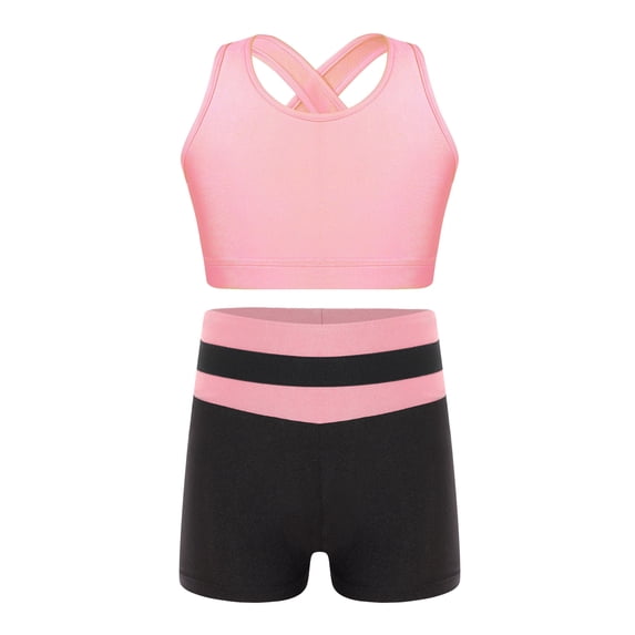YIZYIF Big & Little Girls 2Pcs Swimsuit Tankinis Set Swimming Tank Top with Boyshorts Bottoms Beach Vacation Bathing Suit Pink 14