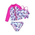 thumbnail image 1 of YIZYIF Big & Little Girls 3Pcs Tankini Set Swimsuit Juniors Floral Print Long Sleeve Rash Guard Bathing Suit A Butterfly 16, 1 of 7