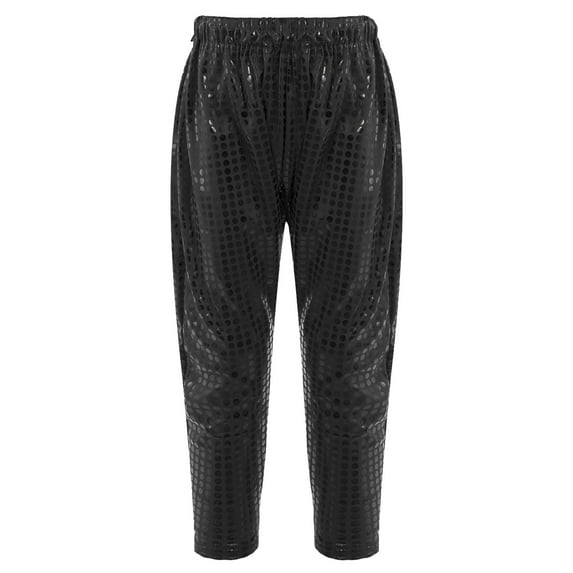 YIZYIF Boys Casual Tapered Pants Youth Juniors Shiny Sequins Jazz Hip Hop Dance Costume,Sizes 2-16