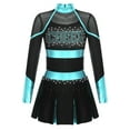 thumbnail image 1 of YIZYIF Girls Cheer Leader Dance Outfit Halloween Schoolgirl Cheerleading Costume Cheer Print Long Sleeve Rhinestone Pleated Dress Black&Blue Green 16, 1 of 5