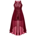 thumbnail image 1 of YIZYIF Girls Chiffon Shiny Sequins Birthday Prom Party Romper Dress Sleeveless Wedding Pageant Dress Burgundy 6, 1 of 6