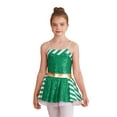 thumbnail image 1 of YIZYIF Girls Christmas Sequins Tulle Camis Dress Candy Cane Costume Gold Waistline Ballet Dance Skirted Leotard Green 8, 1 of 7
