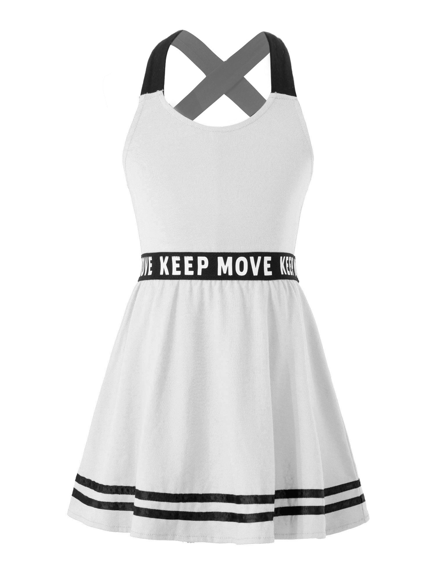 YIZYIF Girls Criss Cross Shoulder Straps Aline Athletic Dress Workout Exercise Sports Outfit