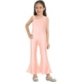 thumbnail image 1 of YIZYIF Girls High Waist Skating Bodysuit Wide Leg Gymnastics Jumpsuit Shiny Rhinestone Ballet Costume Pink 6, 1 of 7