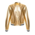 thumbnail image 1 of YIZYIF Girls Jazz Hip Hop Dance Tops Youth Juniors Metallic Long Sleeve Jacket Outwear,Sizes 6-16 Gold 16, 1 of 7
