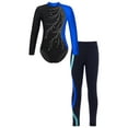 thumbnail image 1 of YIZYIF Girls Long Sleeve Ballet Gymnastics Unitard Leotard with Leggings Set Figure Skating Dance Performance Outfit Blue 14, 1 of 7
