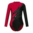 thumbnail image 1 of YIZYIF Girls Long Sleeve Contrast Color Gymnastic Athletic Leotard Shiny Glitters Rhinestones Dance Performance Costume, 1 of 7
