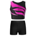 thumbnail image 1 of YIZYIF Girls Shiny Glitters Crop Top with Boy-Cut Shorts Workout Exercise Outfit Set Dance Gym Suit Rose 14, 1 of 5
