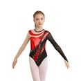 thumbnail image 1 of YIZYIF Girls Shiny Rhinestones Gymnastics Ballet Leotard Bronzing Cloth Mesh Patchwork Figure Skating Costume Red 10, 1 of 7