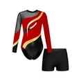 thumbnail image 1 of YIZYIF Girls Shiny Rhinestones Gymnastics Leotard with Shorts Set Teens Long Sleeve Skating Costume 2Pcs Ballet Dance Outfit Red 12, 1 of 7