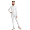 thumbnail image 1 of YIZYIF Girls Skating Acrobatics Full Bodysuit Ballet Dance Gymnastics Leotard Long Sleeve Mesh Rhinestones Unitard White 6, 1 of 7