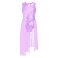 thumbnail image 1 of YIZYIF Girls Sparkly Sequins Hollow Back Leotard with Flowy Long Wrap Skirt Lyrical Contemporary Dancewear Purple 12, 1 of 5
