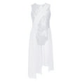 thumbnail image 1 of YIZYIF Girls Sparkly Sequins Hollow Back Leotard with Flowy Long Wrap Skirt Lyrical Contemporary Dancewear White 16, 1 of 5