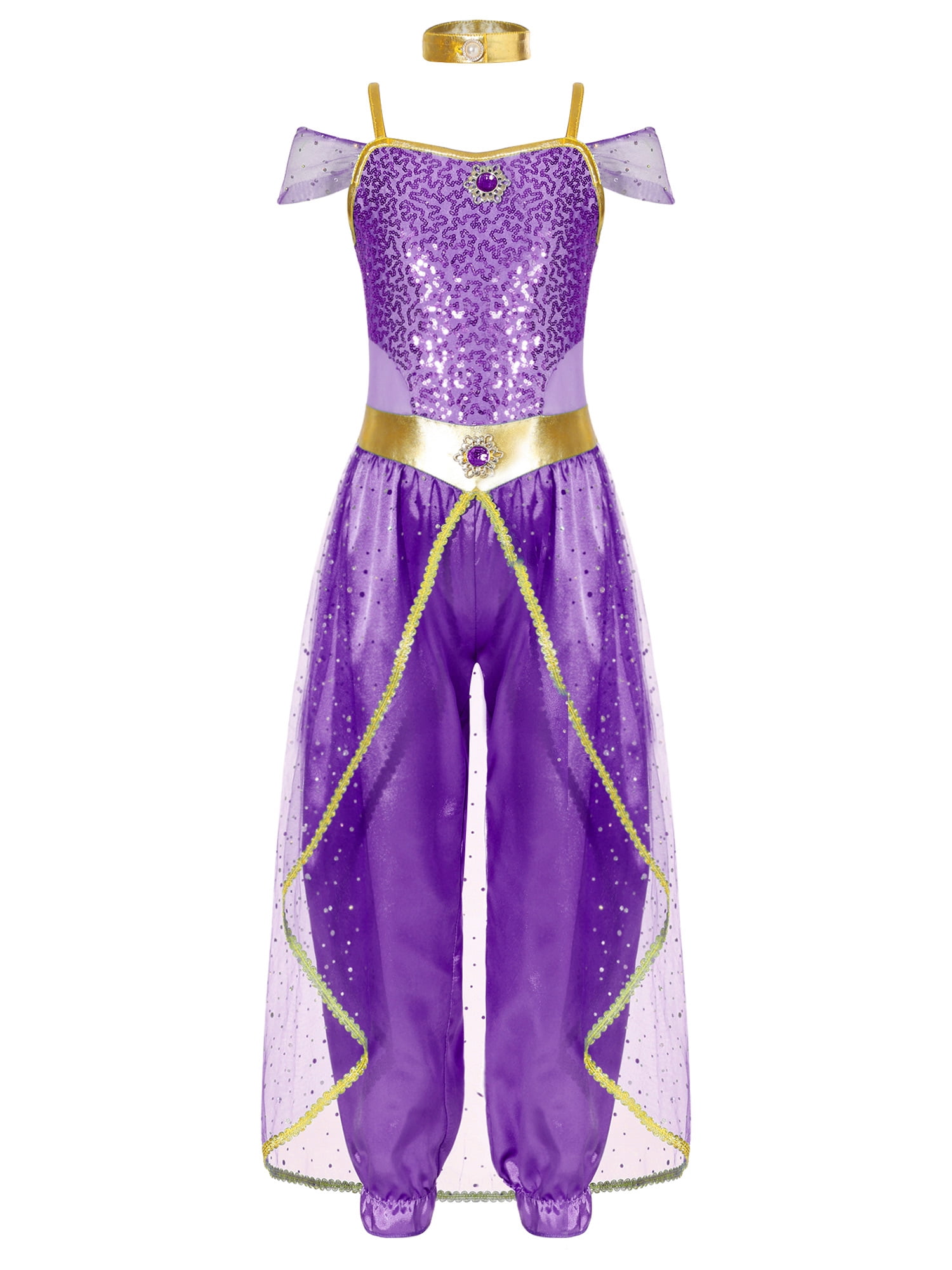 Akokvlar Girls Arabian Princess Costume - Off-Shoulder Dress Up Outfit For Halloween & Parties - View #5