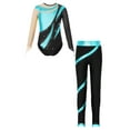 thumbnail image 1 of YIZYIF Kids Girls Athletic Workout Outfit Long Sleeve Cutout Back Leotard with Pants Gymnastics Leotard with Leggings Suit Blue Green 8, 1 of 5
