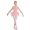 thumbnail image 1 of YIZYIF Kids Girls Ballet Dance Costume Rhinestone Sheer Mesh Patchwork Leotard Latin Dance Skirted Bodysuit Pink 14, 1 of 7
