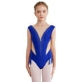 thumbnail image 1 of YIZYIF Kids Girls Ballet Gymnastics Leotard Tassels Latin Dance Leotard Sleeveless Shiny Rhinestones Dancewear Royal Blue 12, 1 of 7
