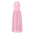 thumbnail image 1 of YIZYIF Kids Girls Chiffon Lace Splice Contemporary Dance Leotard Dress Sleeveless Side Slit Lyrical Dance Long Dress A Pink 6, 1 of 6