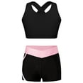 thumbnail image 1 of YIZYIF Kids Girls Dance Gymnastics Sports Outfit Sleeveless Crop Top with Shorts Tracksuit Set Yoga Suit Black&Pink 12, 1 of 7