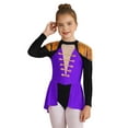 thumbnail image 1 of YIZYIF Kids Girls Drum Major Costume Tassels Long Sleeve Jumpsuit Back Zipper Bodysuit Marching Band Uniform Outfit Purple 4, 1 of 7