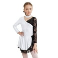 thumbnail image 1 of YIZYIF Kids Girls Figure Ice Skating Costume Long Sleeve Ballet Lyrical Skirted Leotard Floral Lace Dance Dress White 8, 1 of 7