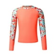 thumbnail image 1 of YIZYIF Kids Girls Long Sleeve Cartoon Print Swim Tops UPF 50+ Rash Guard Shirt Swimming Bathing Tops Orange 14, 1 of 7