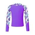 thumbnail image 1 of YIZYIF Kids Girls Long Sleeve Cartoon Print Swim Tops UPF 50+ Rash Guard Shirt Swimming Bathing Tops Purple 12, 1 of 5