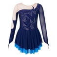 thumbnail image 1 of YIZYIF Kids Girls Long Sleeve Shiny Rhinestone Skating Dance Dress Gymnastic Competition Leotard Navy Blue 10, 1 of 7