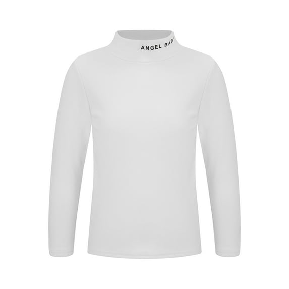 YIZYIF Kids Girls Long Sleeve Thermal Tops Mock Neck Pullover Base Layer Warm Undershirt White 5-6