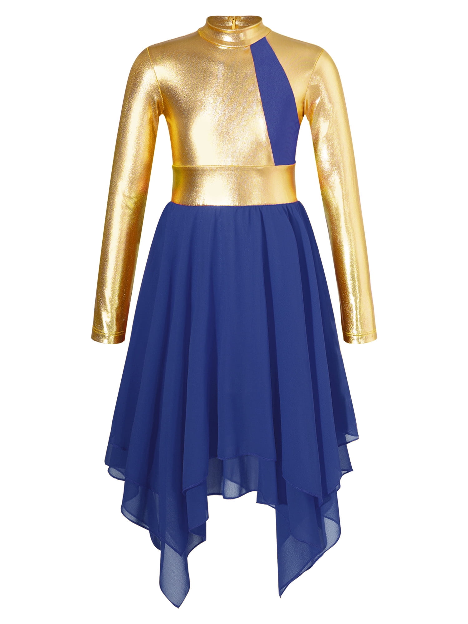 YZY Customisable-Women's Light Blue Ruffle DanceWear Dance Dress Performance Wear