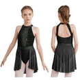 thumbnail image 1 of YIZYIF Kids Girls Lyrical Dance Skirted Leotard Shiny Rhinestones Bodice Cutout Back Latin Jazz Dance Dress Black 12, 1 of 7