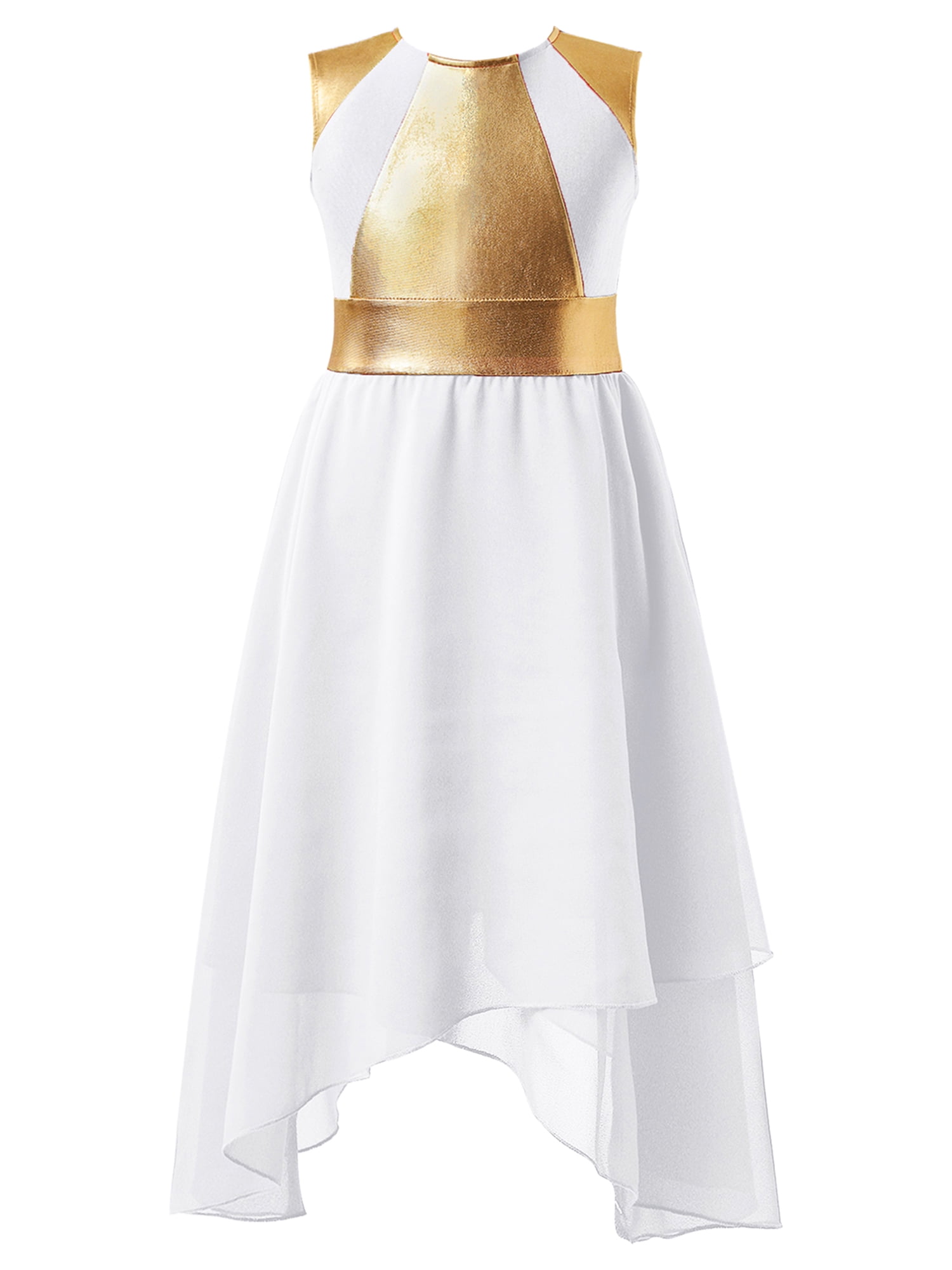 Girls' Flutter Sleeve Ruffled Flower Girl Dress - Long Prom Gown, Polyester Chiffon, Ages 4-14 - View #8
