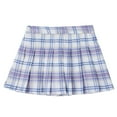 thumbnail image 1 of YIZYIF Kids Girls School Uniform Skirt High Waisted Pleated Skirt Plaid A-line Tartan Miniskirt Light Purple 7-8, 1 of 7