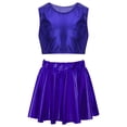 thumbnail image 1 of YIZYIF Kids Girls Shiny Metallic Crop Top with A-Line Pleated Skirt Set Dance Stage Performance Set Dancewear, 1 of 7