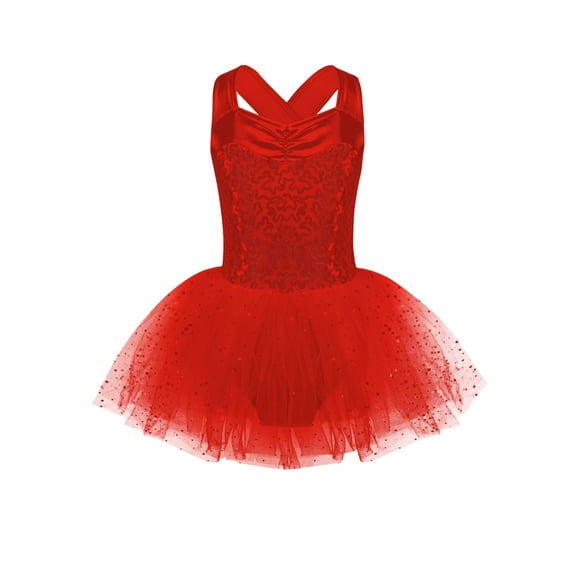 YIZYIF Kids Girls Shiny Sequins Ballet Tutu Dress Lyrical Dance Figure Ice Skating Dress Gymnastics Ballerina Dance Costume